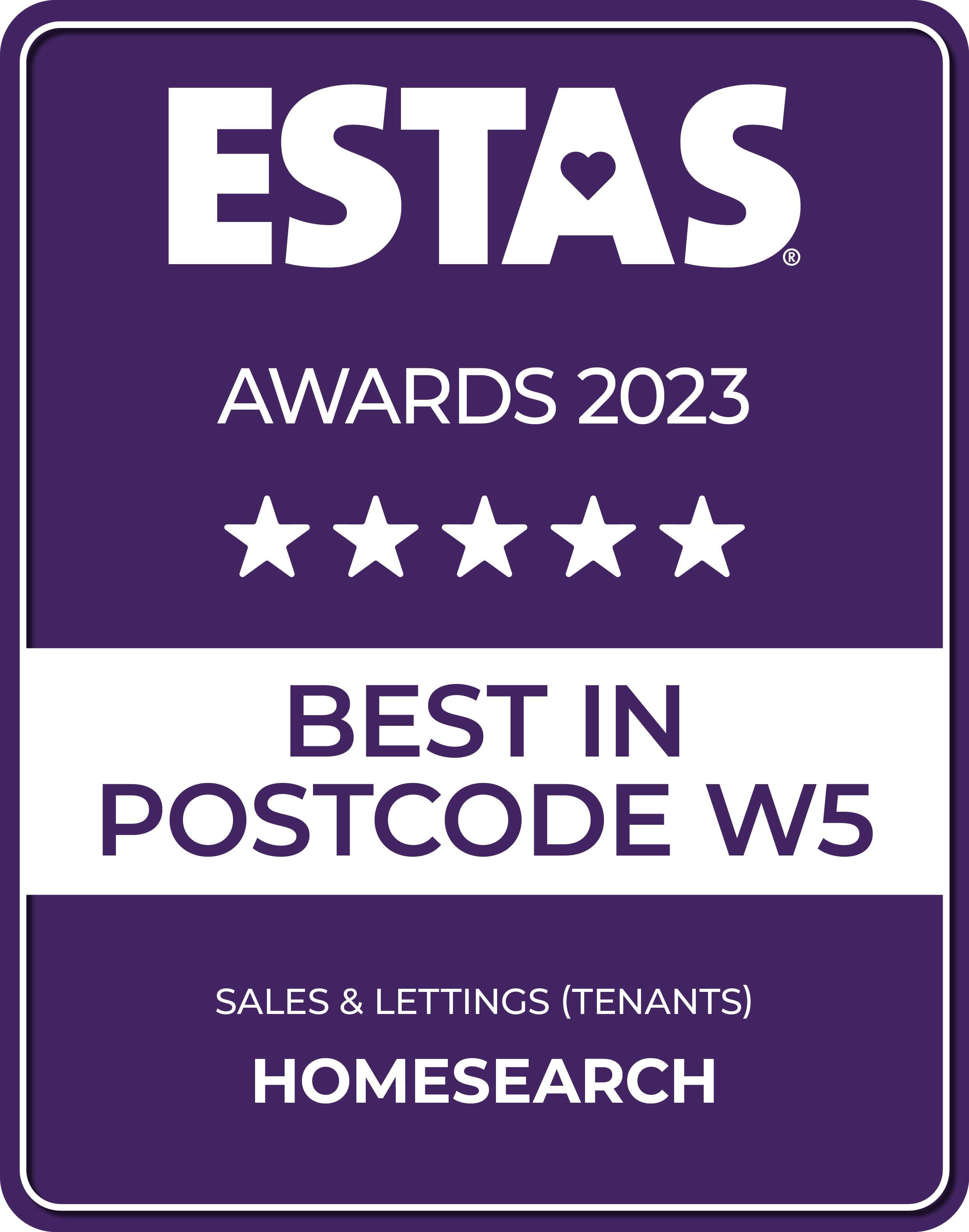ESTAS best in postcode W5 winner 2023