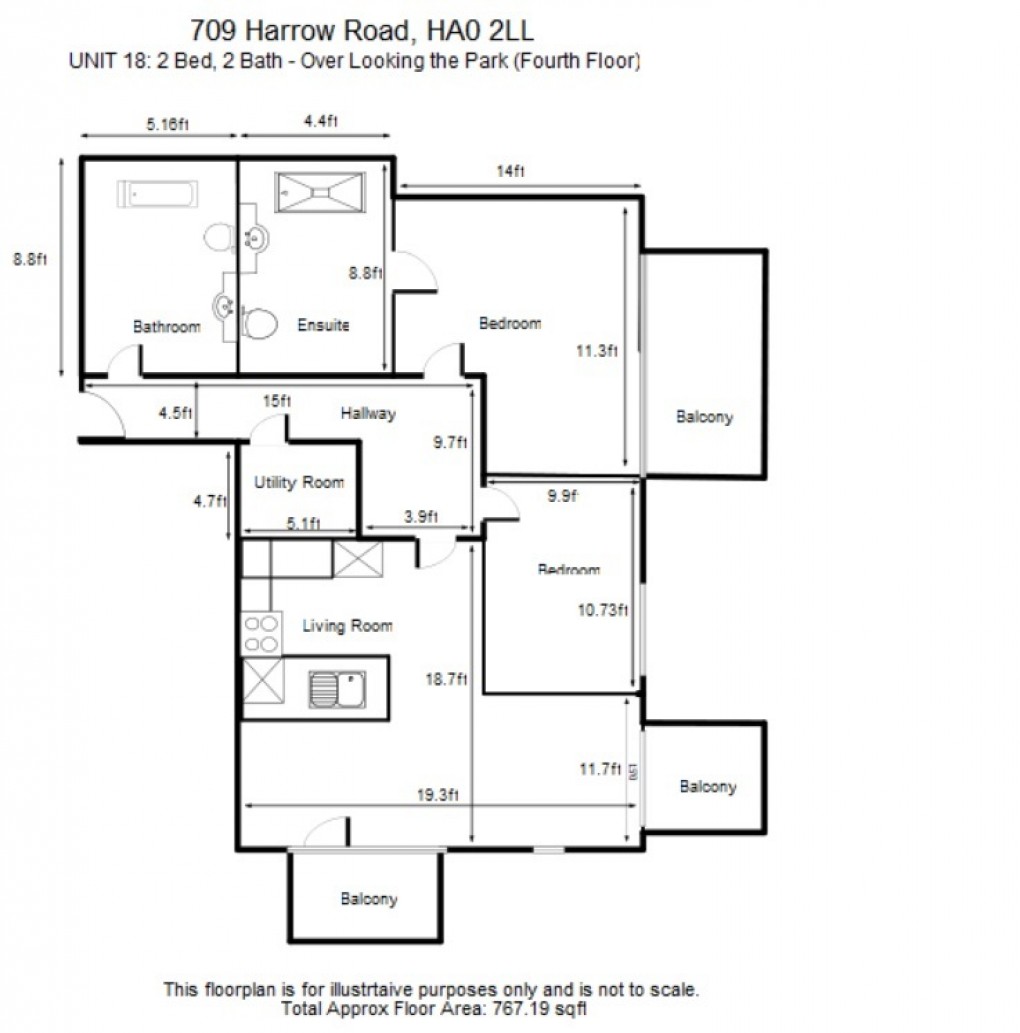 Floorplan for Harrow Road, HA0