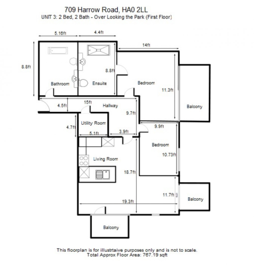 Floorplan for Harrow Road, HA0